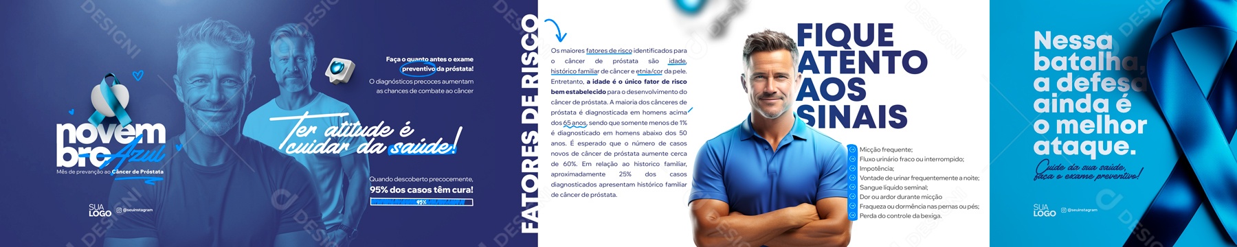 Carrossel Novembro Azul Fique Atento Aos Sinais Social Media PSD Editável