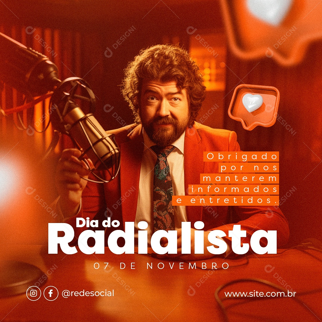 Social Media Dia Do Radialista 07 De Novembro PSD Editável