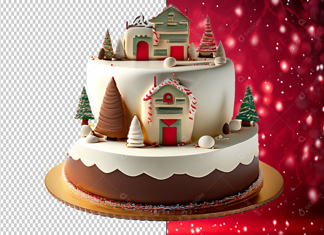 Elemento 3D Bolo Natalino de Natal para Composição PSD