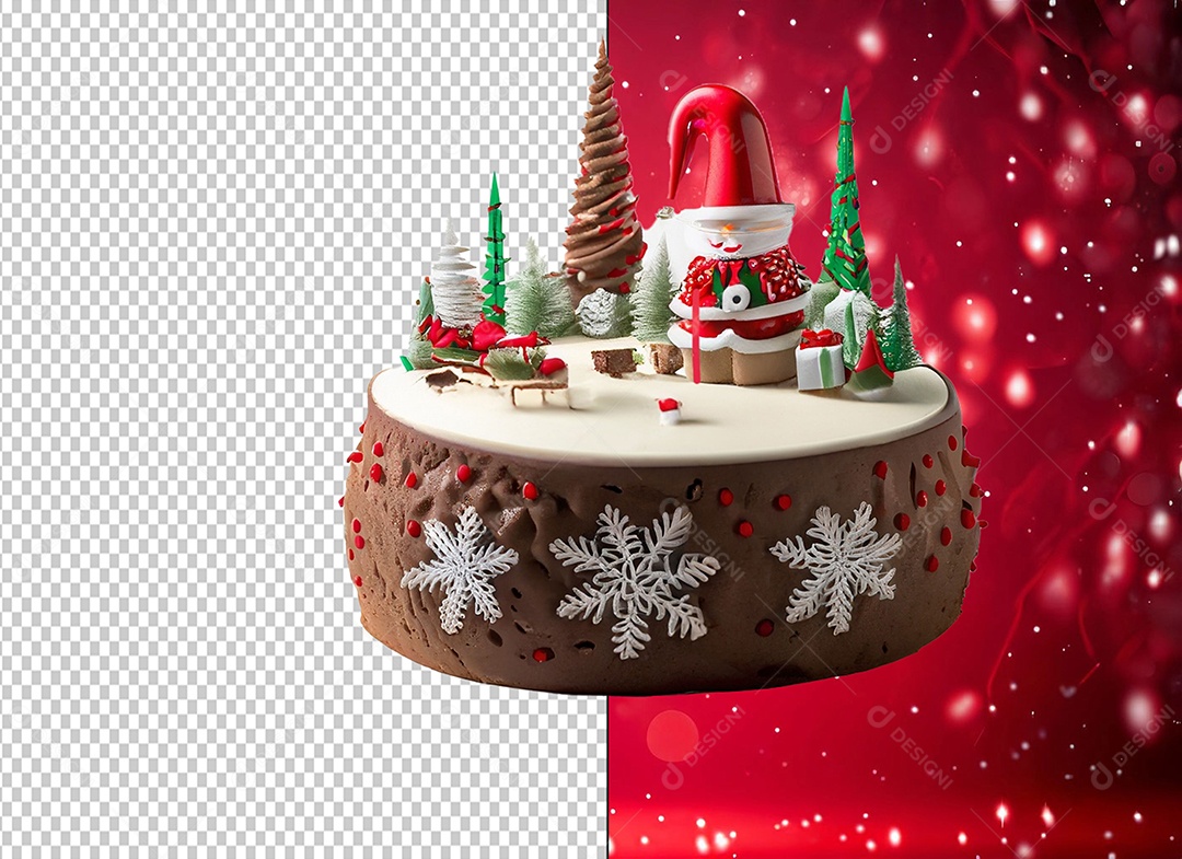 Bolo Natalino Elemento 3D de Natal para Composição PSD