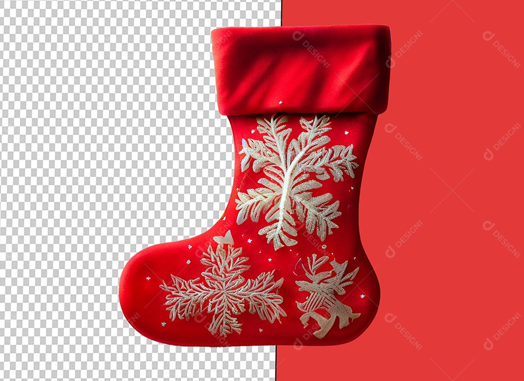 Meia de Natal Elemento 3D para Composição PSD