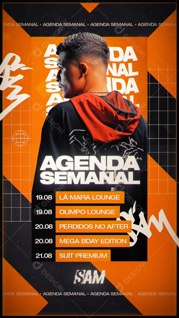 Social Media Flyer Story Agenda Semanal Sam PSD Editável