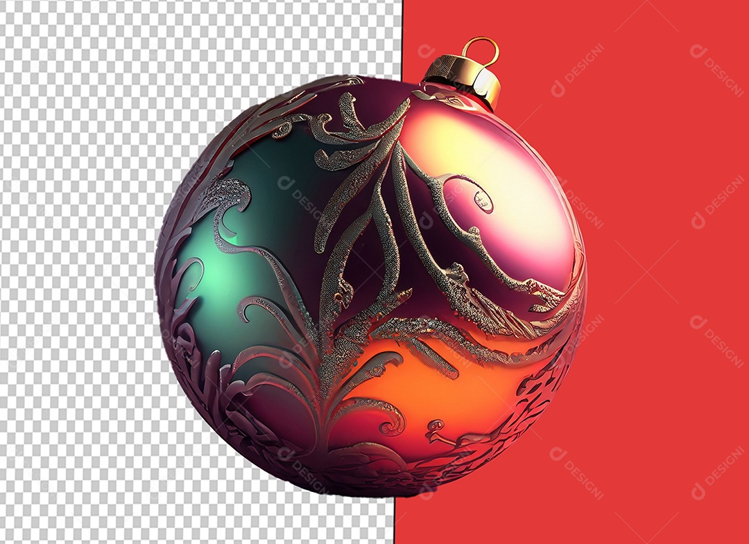 Elemento 3D Bola de Enfeite de Natal para Decoração Natalina para Composição PSD