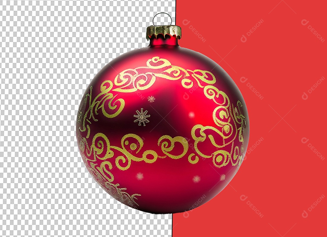 Elemento 3D Bola de Enfeite de Natal Vermelha para Decoração Natalina para Composição PSD