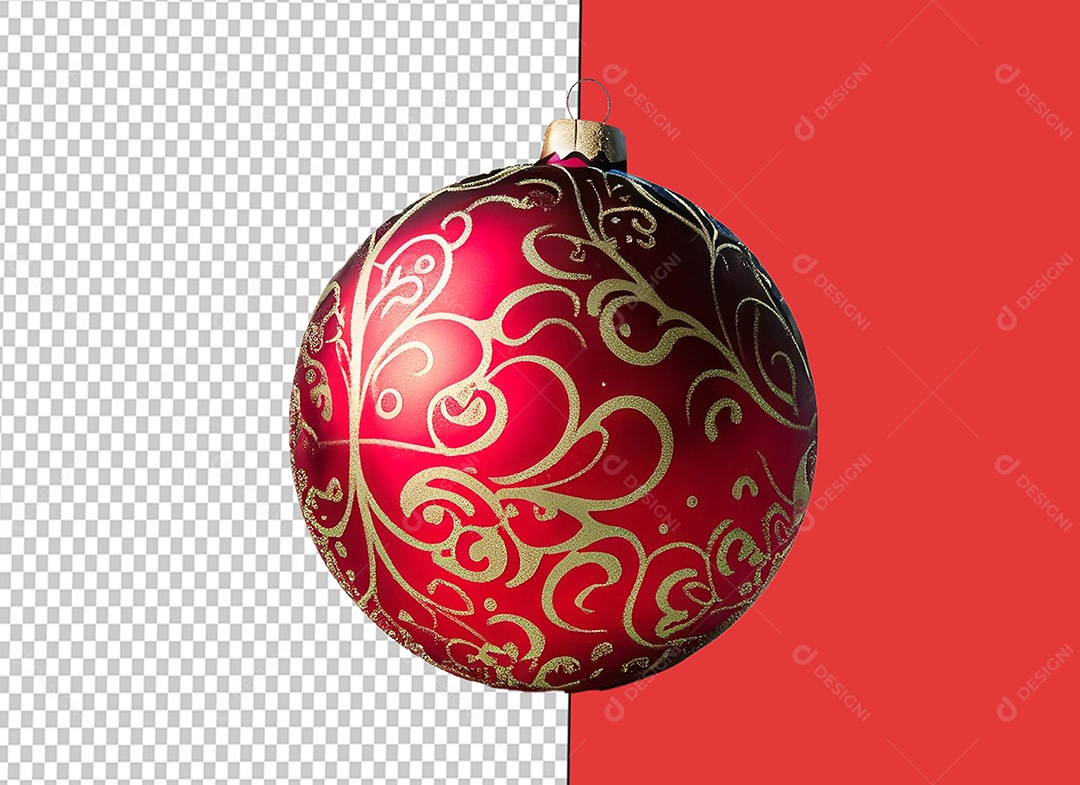 Bola de Enfeite de Natal Vermelha para Decoração Natalina Elemento 3D para Composição PSD