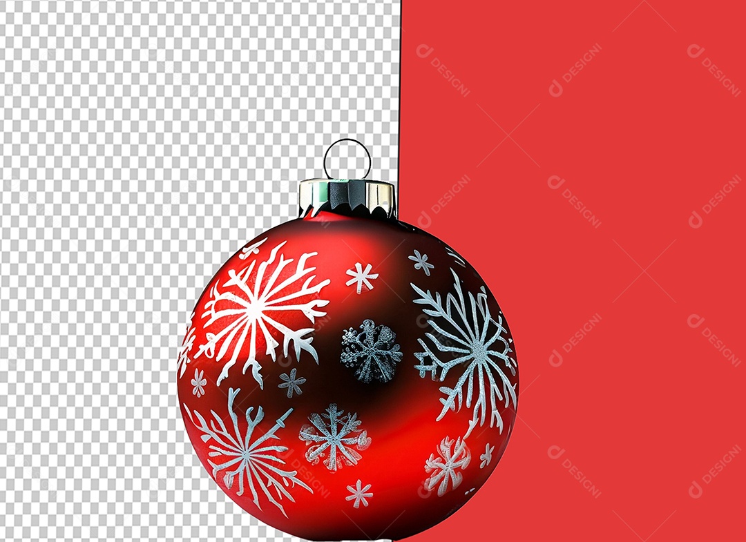 Bola de Enfeite de Natal Vermelha para Decoração Natalina Elemento 3D para Composição PSD