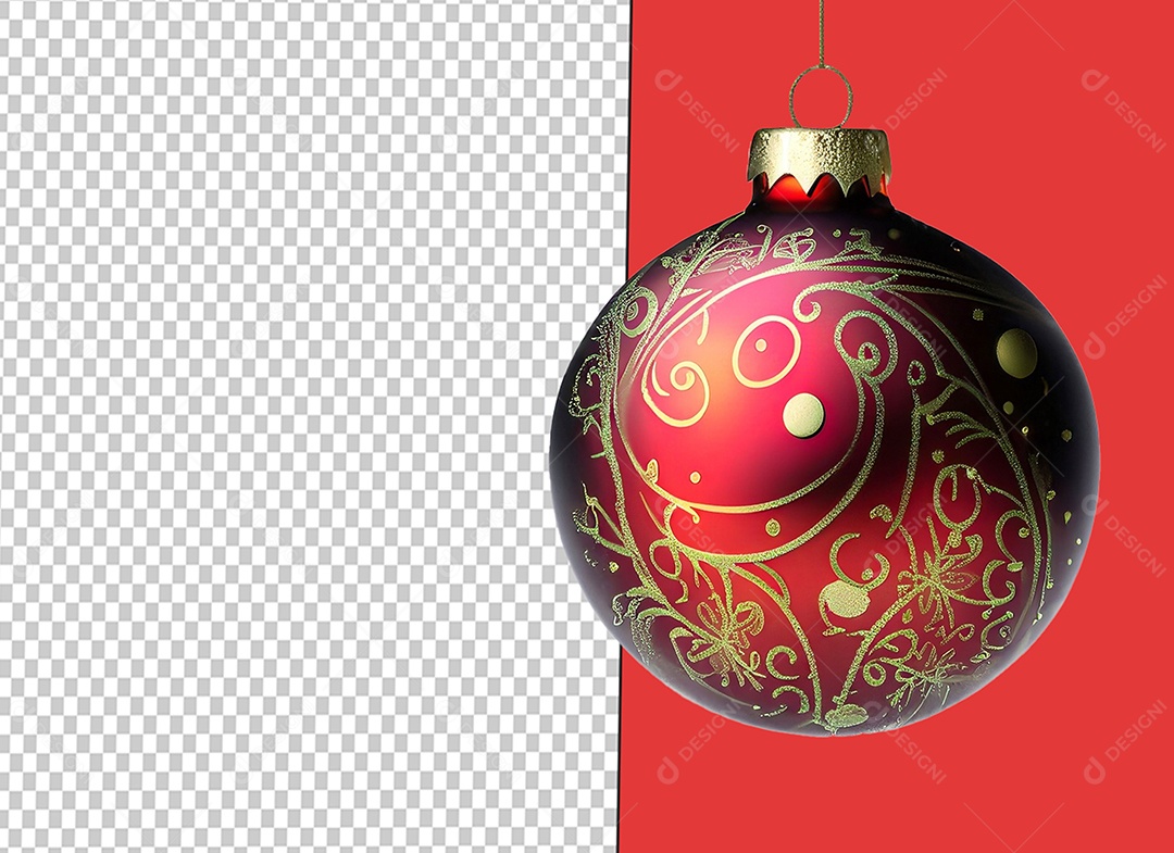 Bola de Enfeite de Natal Vermelha para Decoração Natalina Elemento 3D para Composição PSD