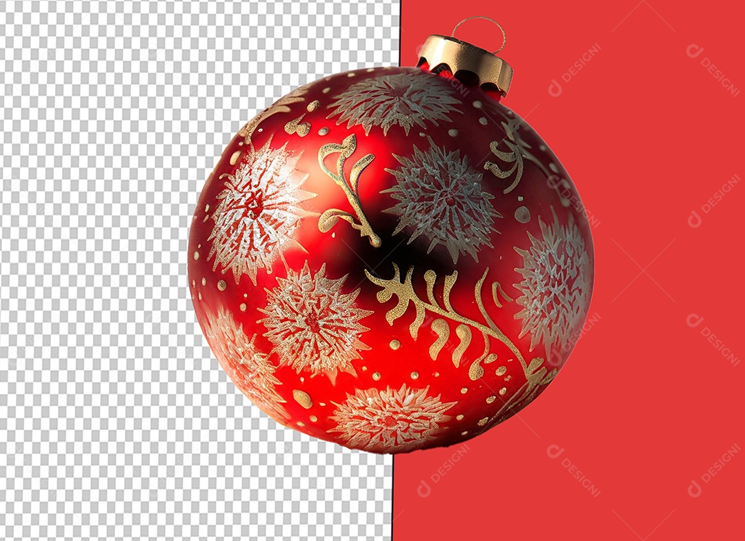 Bola de Enfeite de Natal Vermelha Elemento 3D para Composição PSD