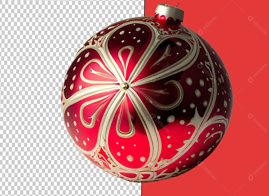 Bola de Enfeite de Natal Vermelha Elemento 3D para Composição PSD