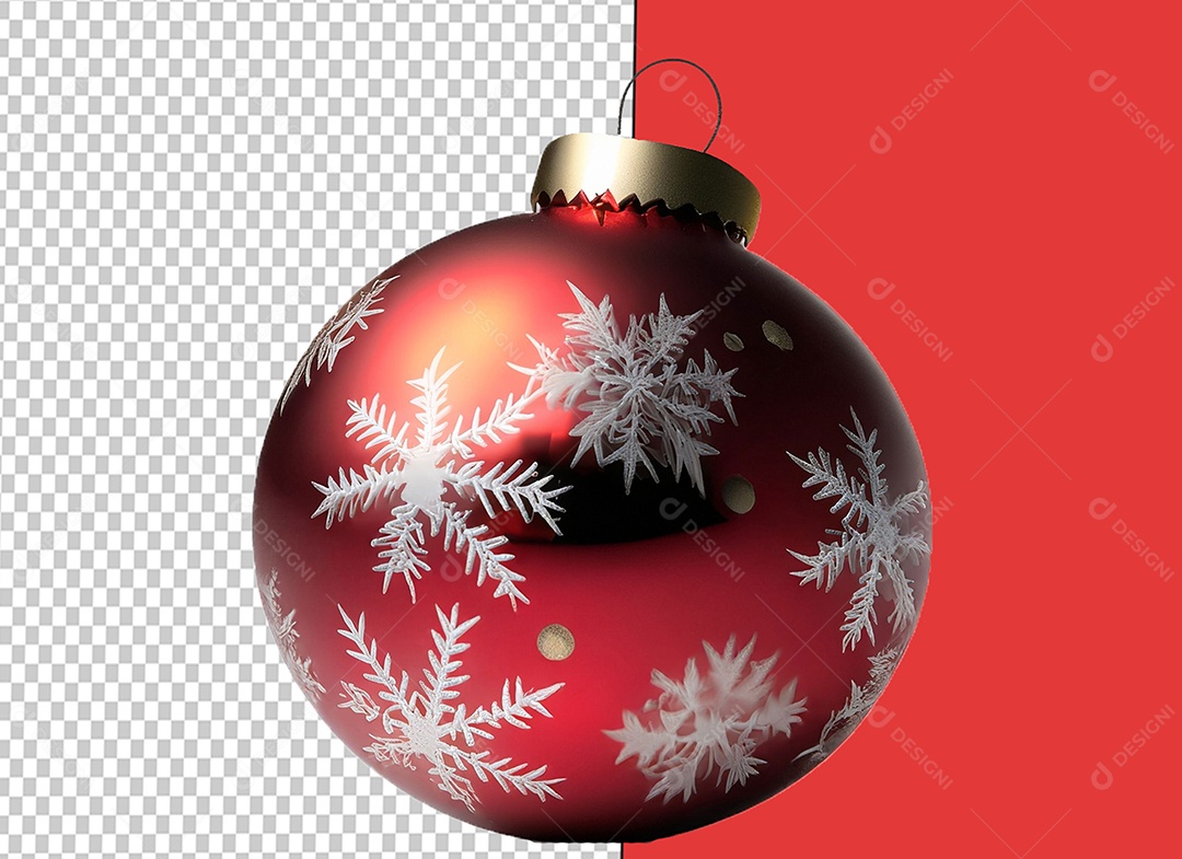 Bola de Enfeite de Natal com Desenho Cinza Elemento 3D para Composição PSD