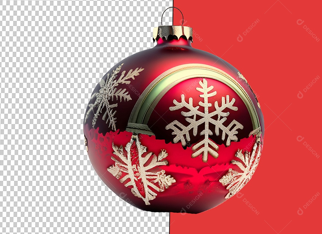 Bola de Enfeite de Natal com Desenho Dourado Elemento 3D para Composição PSD