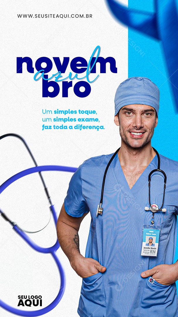 Story Novembro Azul um Simples Exame faz a Diferença Social Media PSD Editável