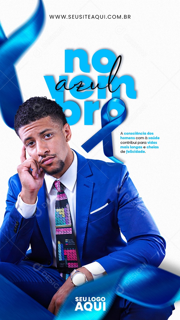 Story Novembro Azul a Consciência dos Homens a Saúde Contribui para Vidas mais Longas Social Media PSD Editável