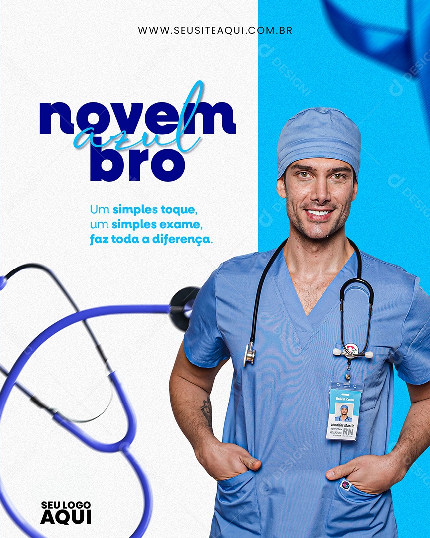 Novembro Azul um Simples Exame faz a Diferença Social Media  PSD Editável