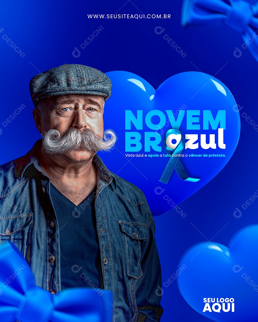 Novembro Azul Apoie a Luta Contra o Câncer de Próstata Social Media PSD Editável
