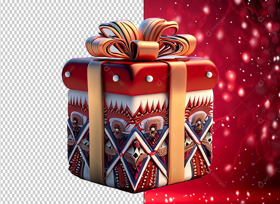 Caixa de Presente para Dia dos Namorados Elemento 3D Colorido para Composição PSD