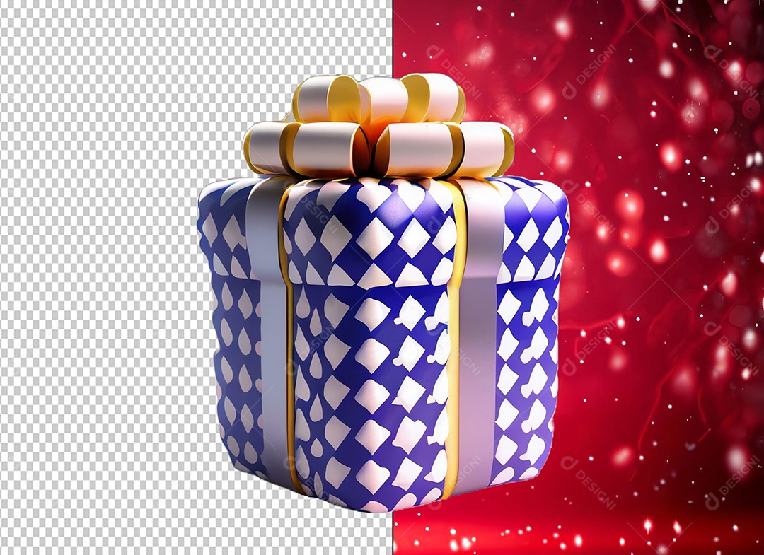 Caixa de Presente para Dia dos Namorados Elemento 3D Colorido para Composição PSD