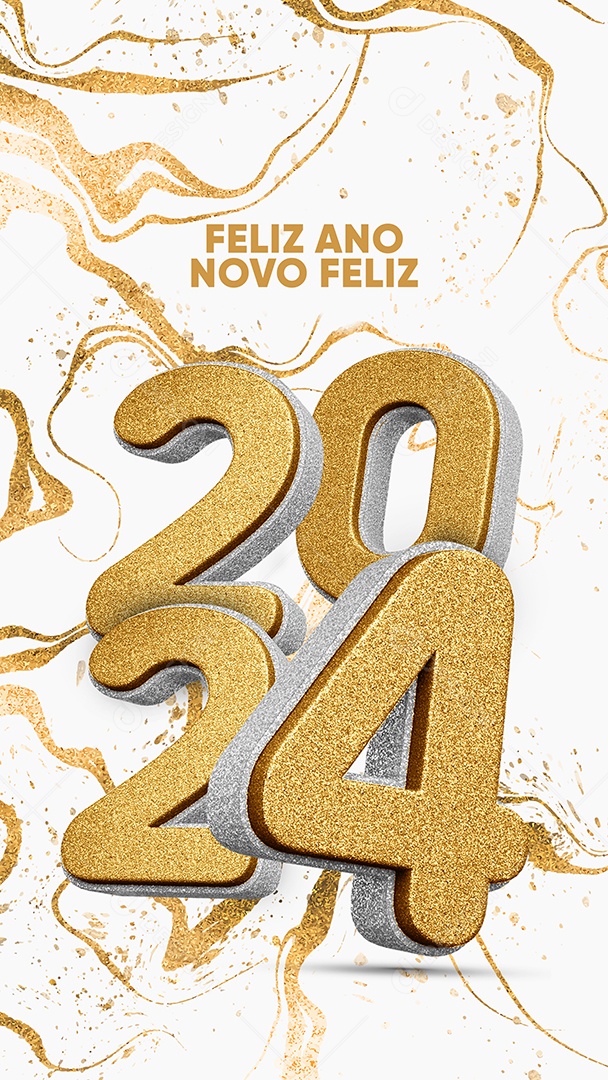 Social Media Feliz Ano Novo Feliz 2024 PSD Editável