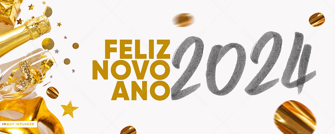 Social Media Banner Feliz Ano Novo 2024 PSD Editável