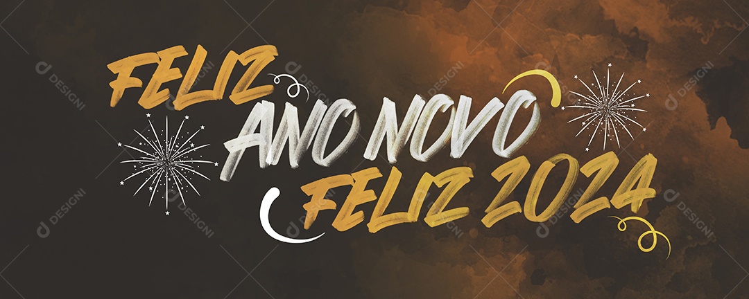 Social Media Banner Feliz Ano Novo Feliz 2024 PSD Editável