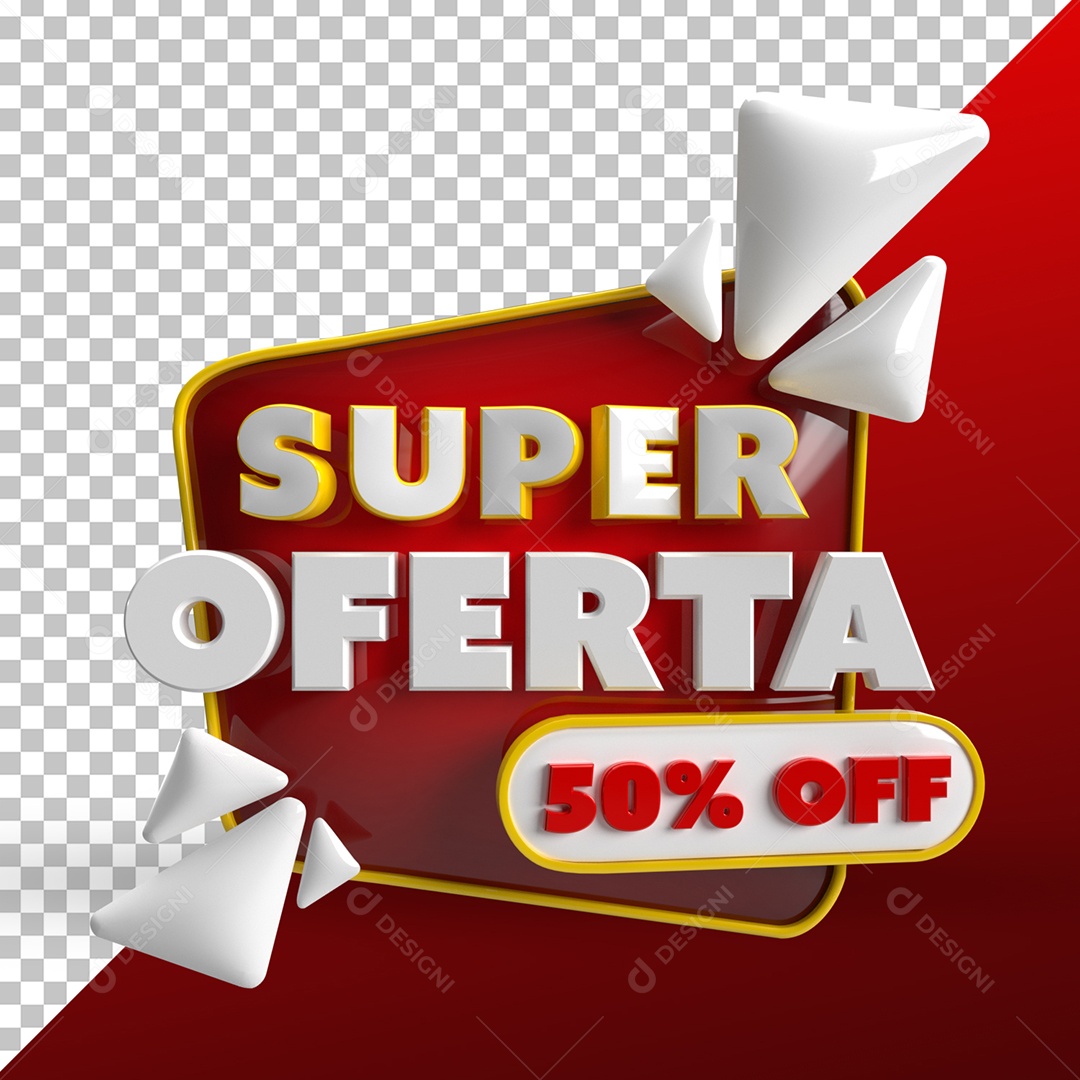 Selo 3D Super Oferta 50% Off Para Composição PSD