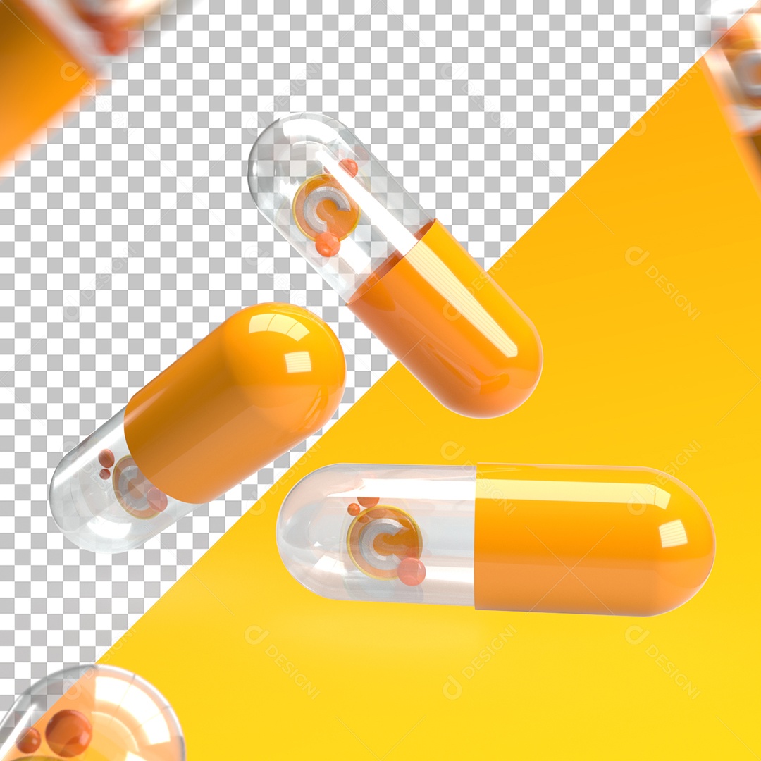 Elemento 3D Cápsula Comprimido Vitamina C Para Composição PSD