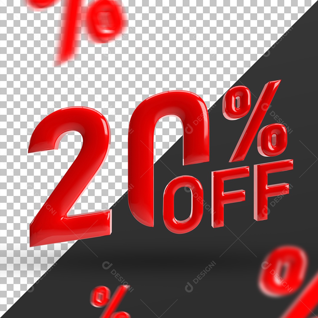 20% Off Red 3D Number For PSD Composition