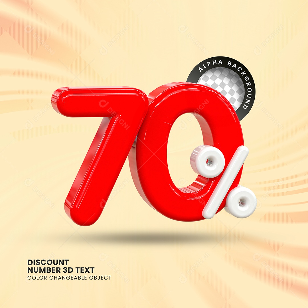 3D Number Element 70% Discount Red White for PSD Composition
