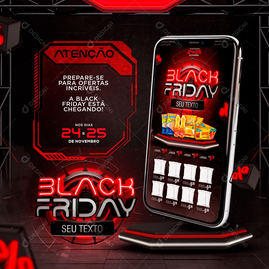 Feed Black Friday Está Chegando Social Media PSD Editável