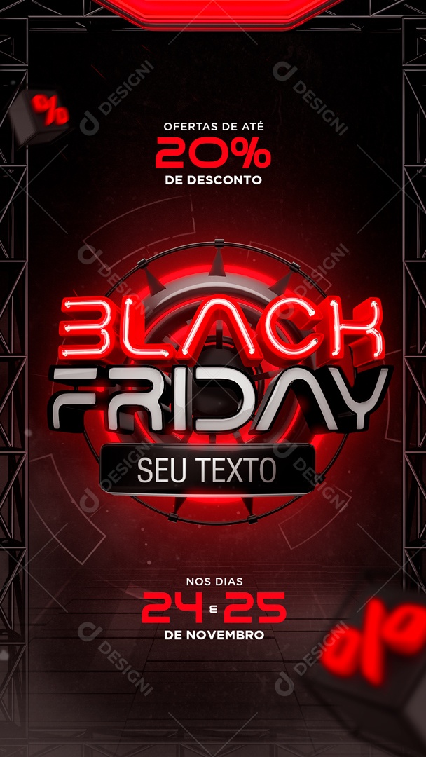 Social Media Story Black Friday Ofertas Até 20% PSD Editável