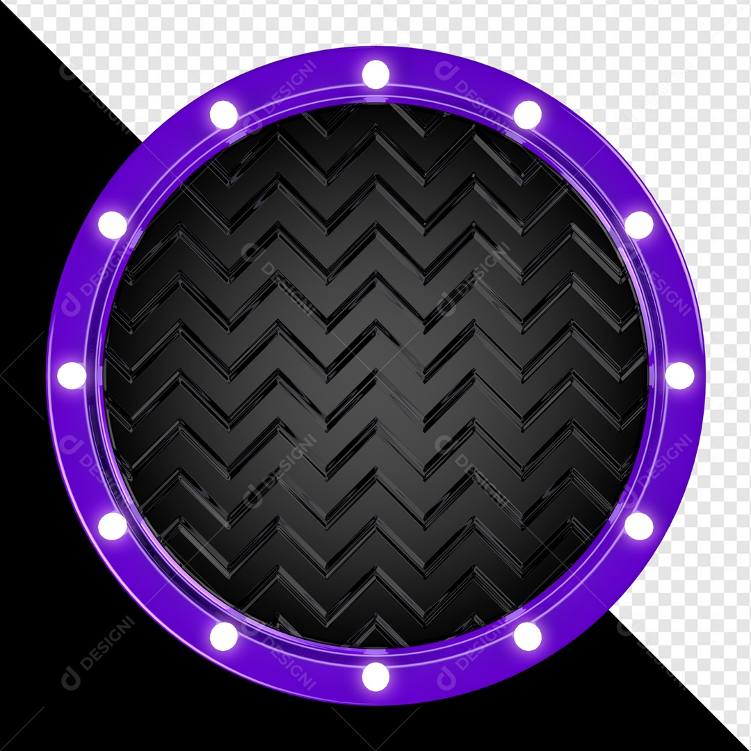 Elemento 3D Circular Lâmpadas Roxo e Preto Para Composição PSD