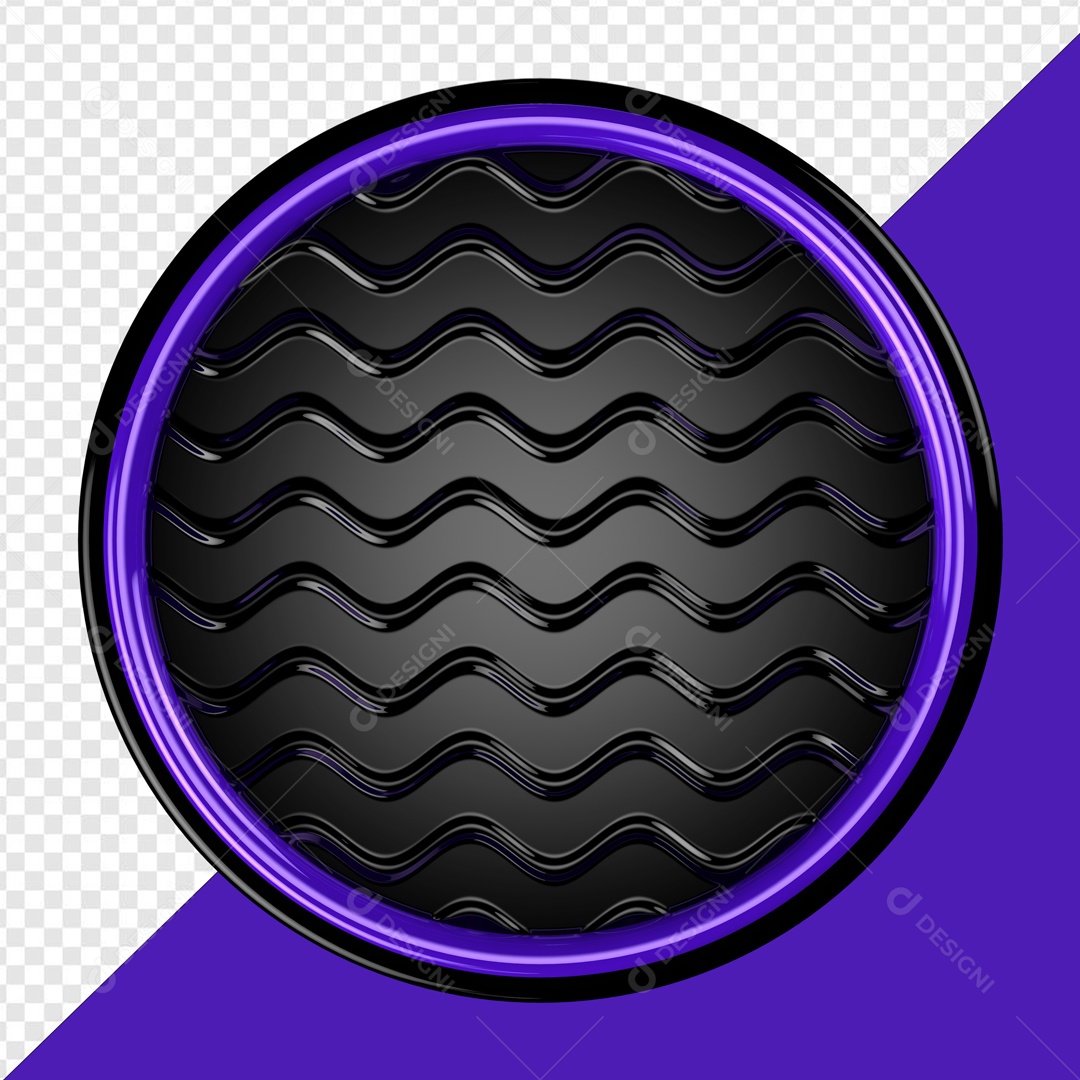 Elemento 3D Circular Roxo e Preto Para Composição PSD