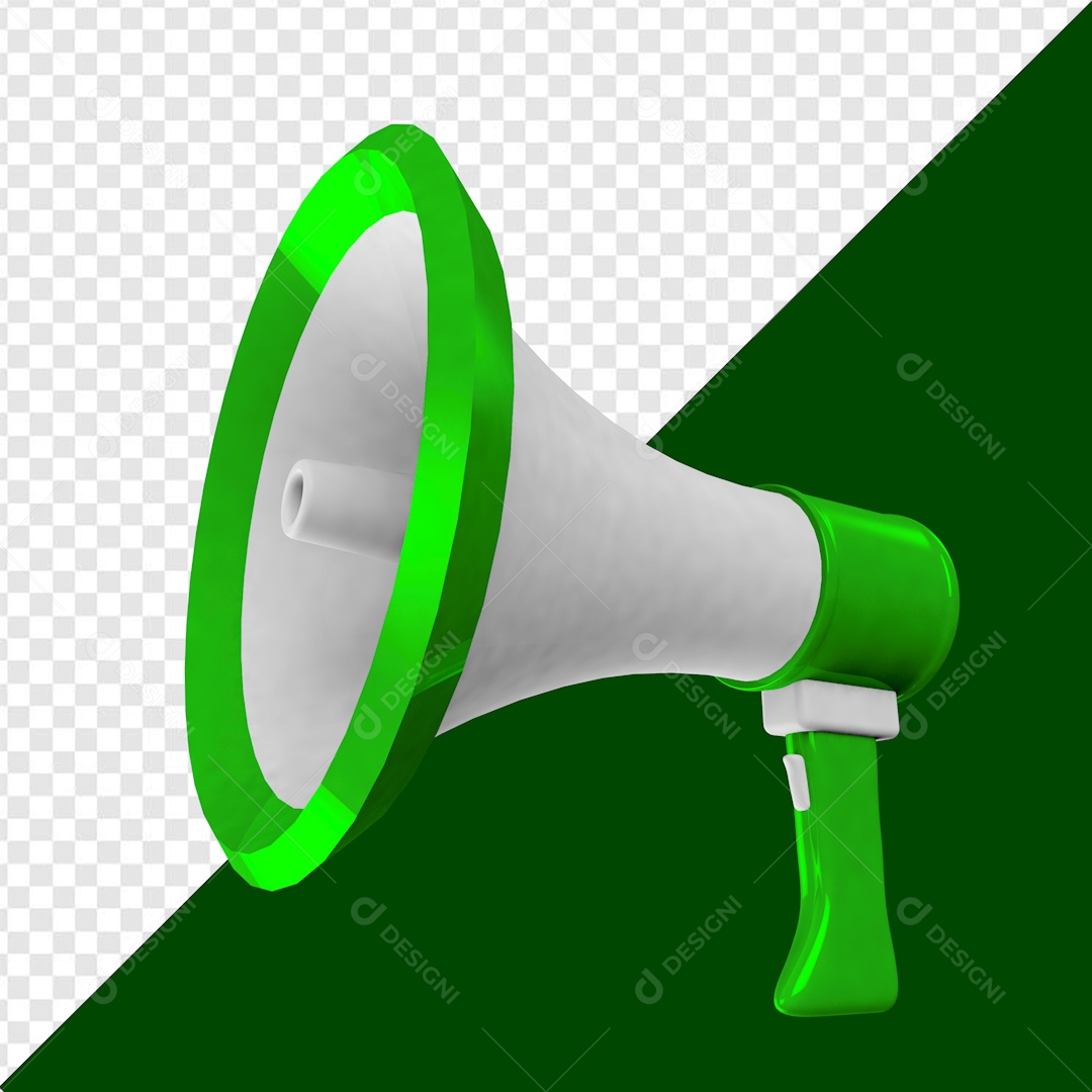 Elemento 3D Megafone Verde Para Composição PSD