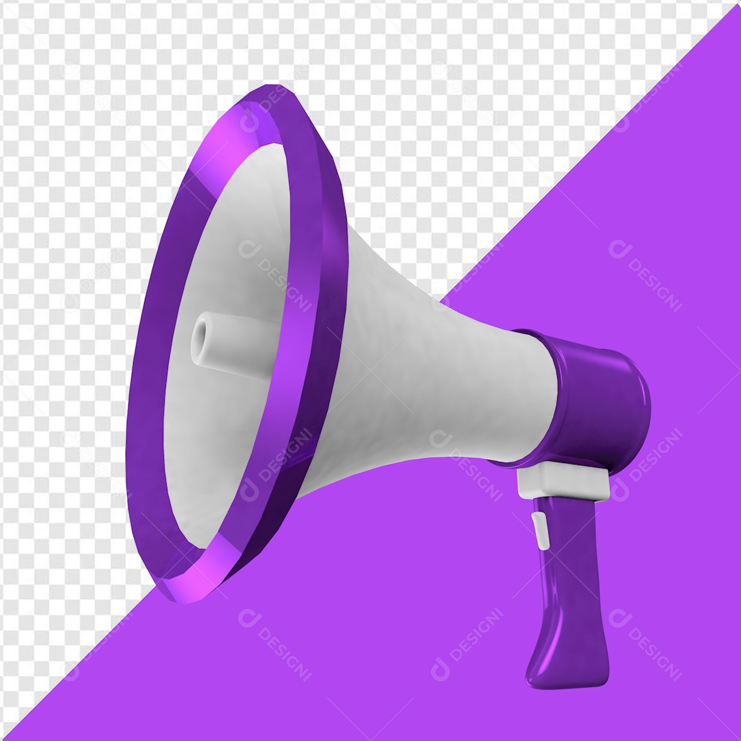 Elemento 3D Megafone Roxo Para Composição PSD