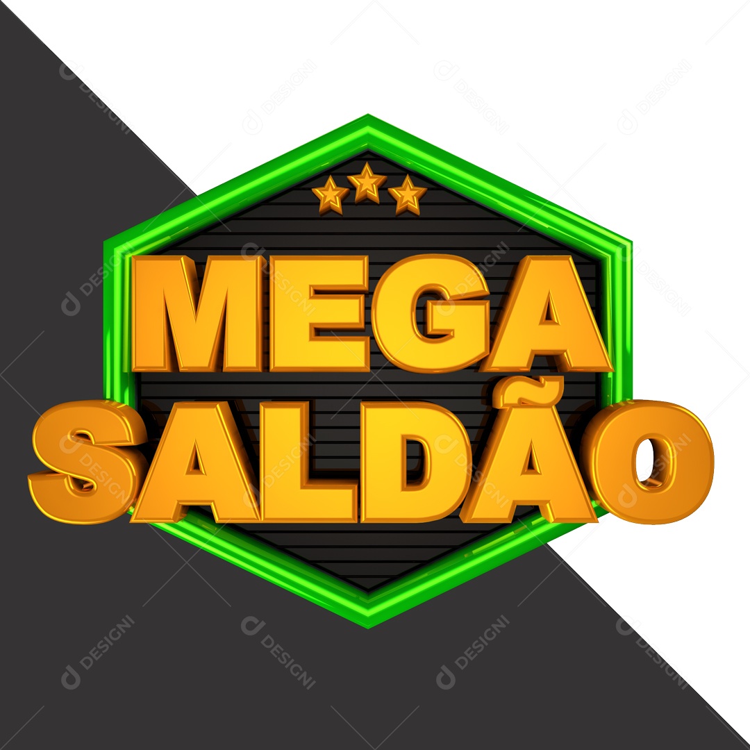 Selo 3D Mega Saldão Para Composição PSD