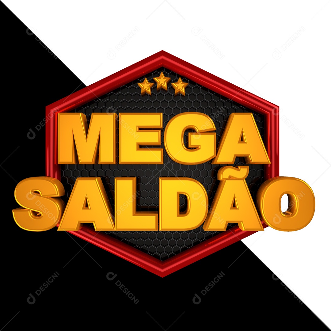 Selo 3D Mega Saldão Para Composição PSD