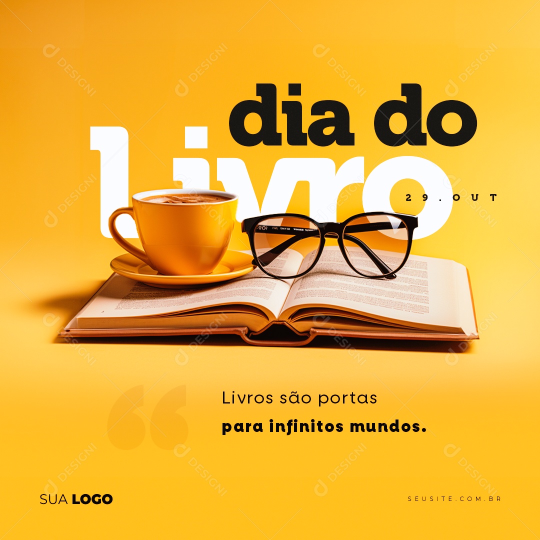 Social Media Dia do Nacional do Livro 29 de Outubro PSD Editável