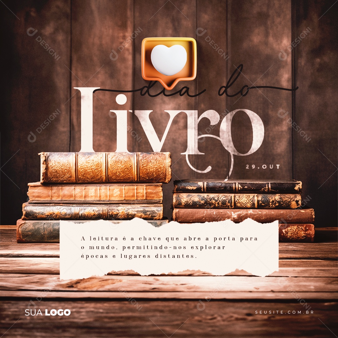 Social Media Dia do Nacional do Livro 29 de Outubro PSD Editável