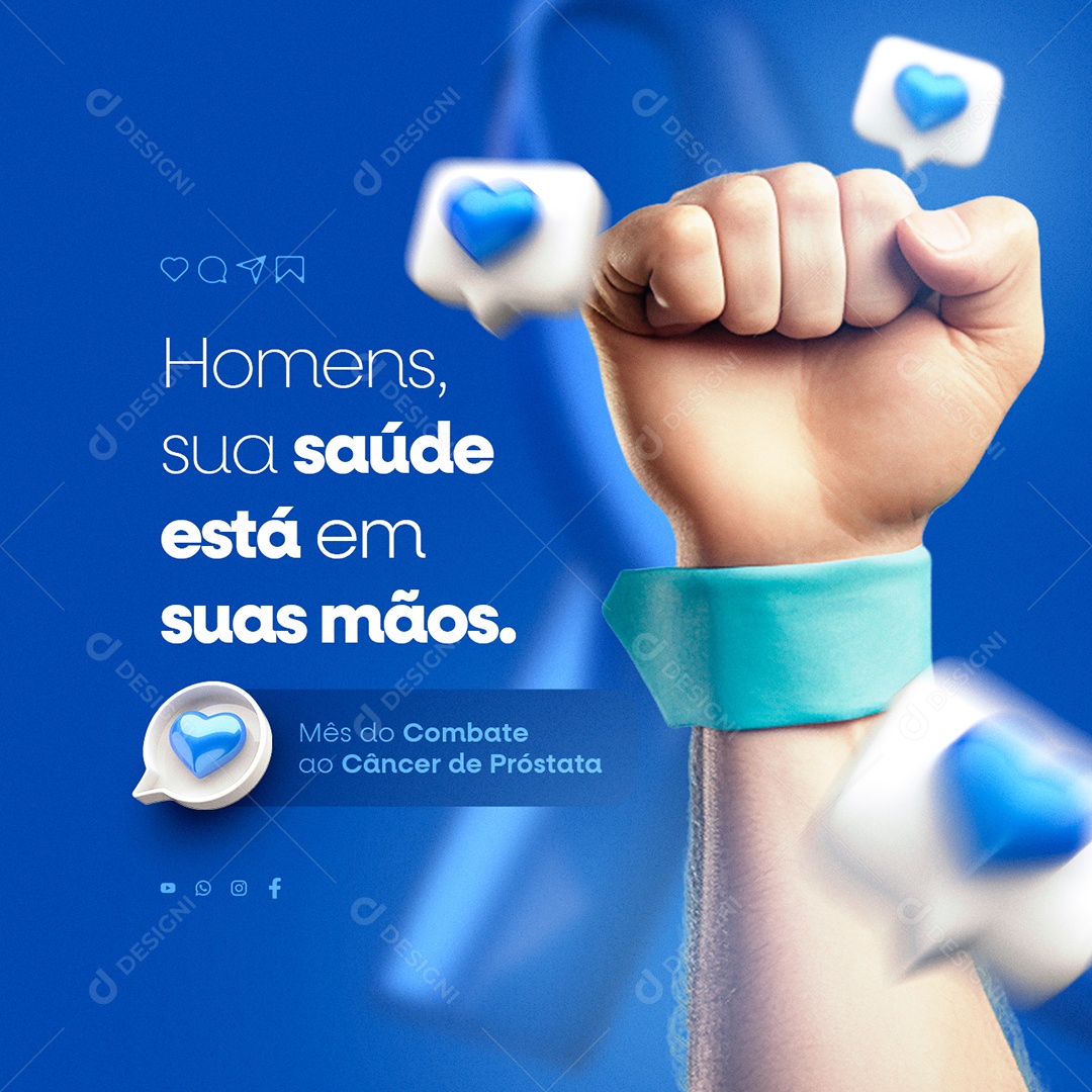 Novembro Azul Mês do Combate ao Câncer de Próstata Social Media PSD Editável