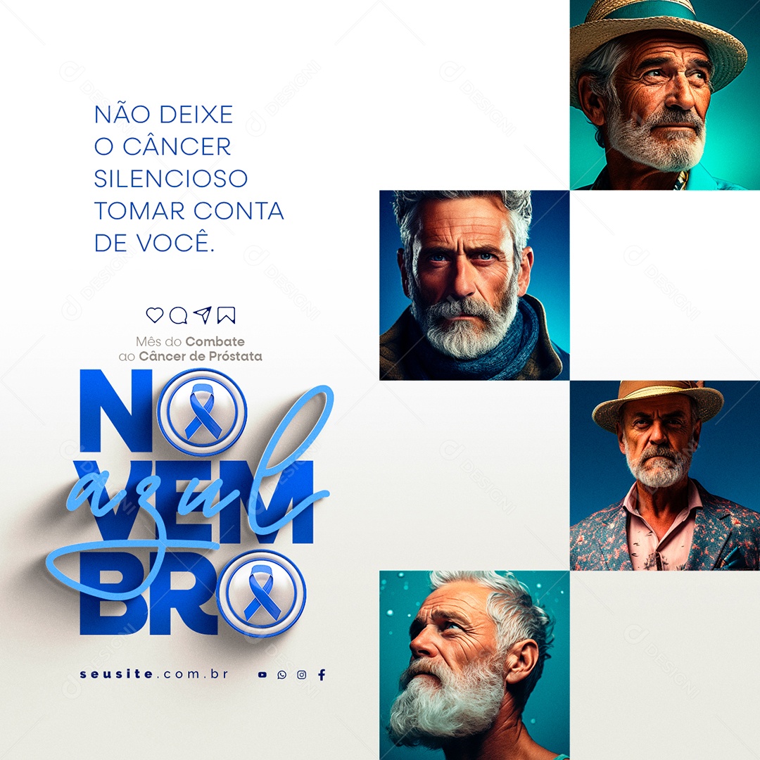 Social Media Novembro Azul Mês do Combate ao Câncer de Próstata PSD Editável
