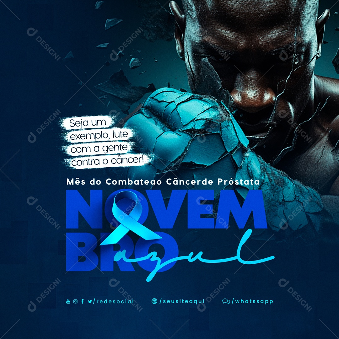 Novembro Azul Mês do Combate ao Câncer de Próstata Social Media PSD Editável