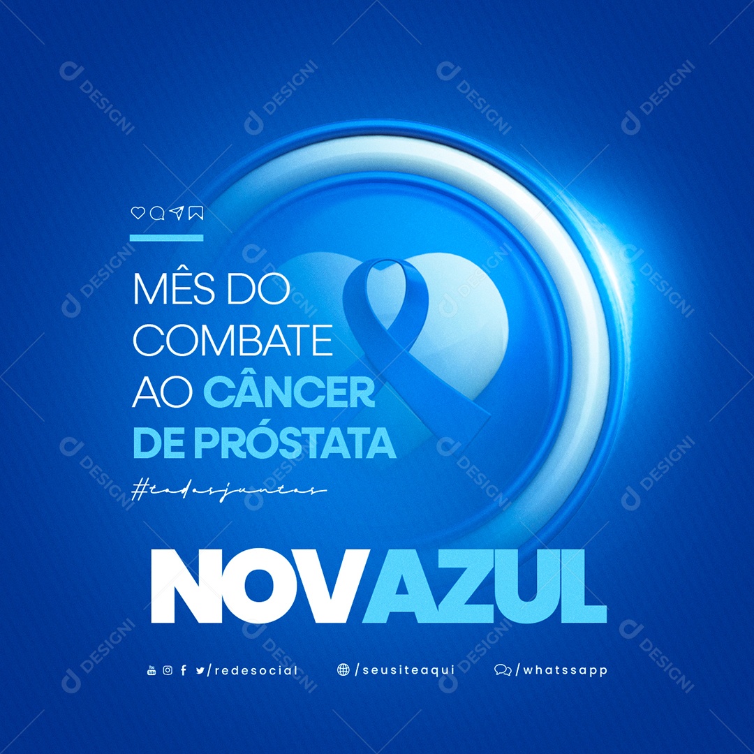 Social Media Novembro Azul Mês do Combate ao Câncer de Próstata PSD Editável