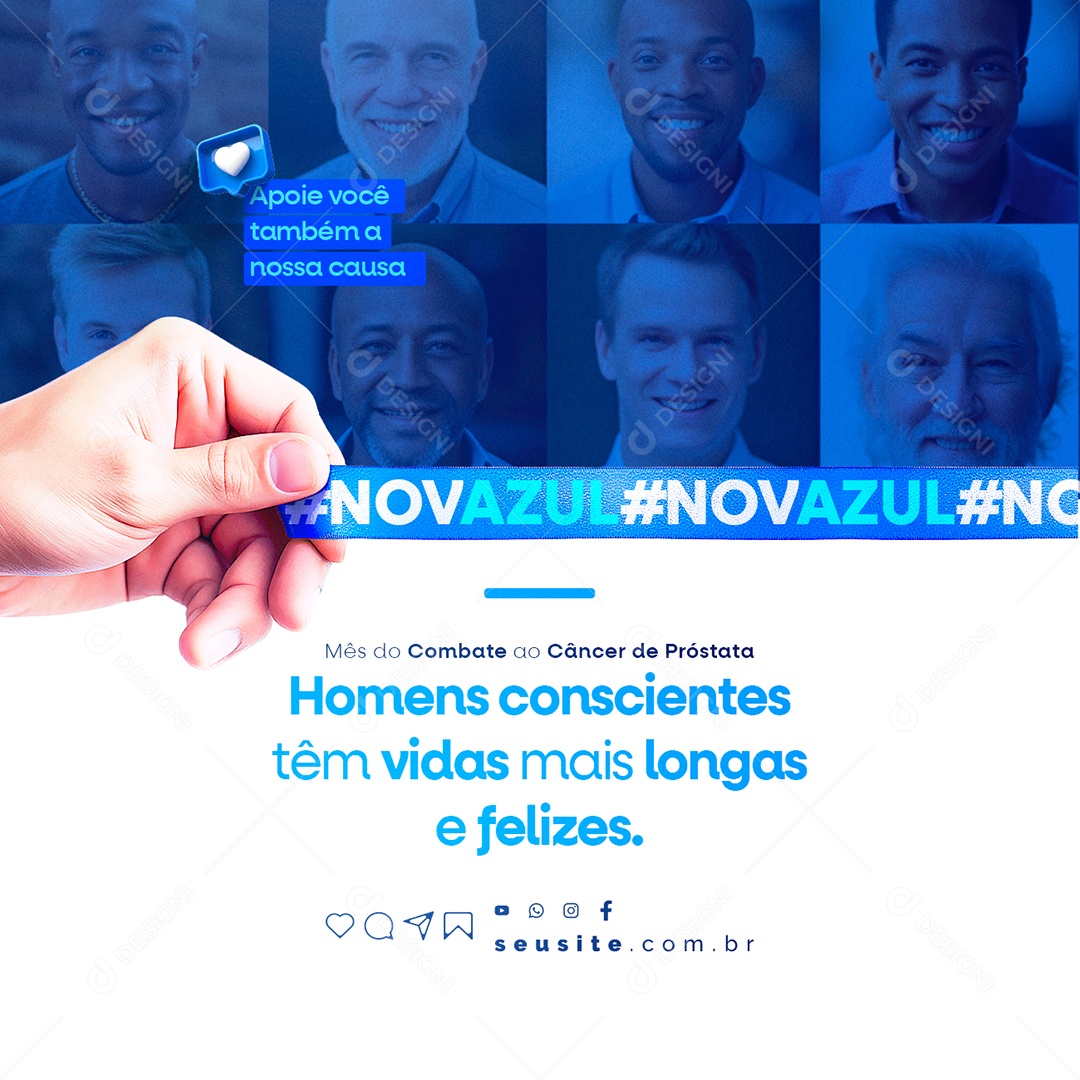Social Media Novembro Azul Mês do Combate ao Câncer de Próstata PSD Editável
