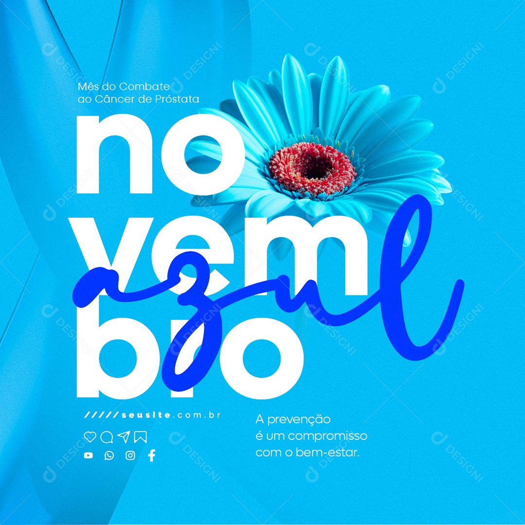 Novembro Azul Mês do Combate ao Câncer de Próstata Social Media PSD Editável