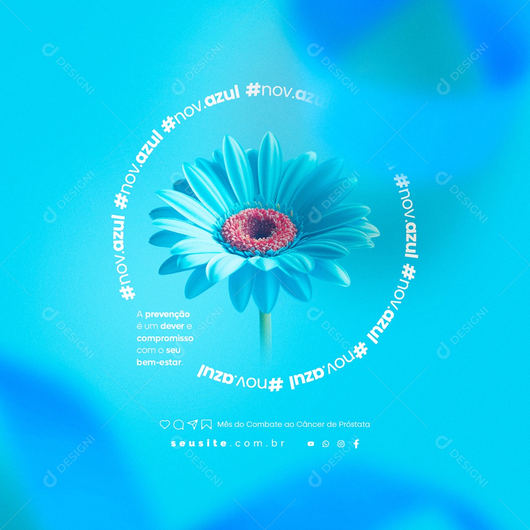 Novembro Azul Mês do Combate ao Câncer de Próstata Social Media PSD Editável