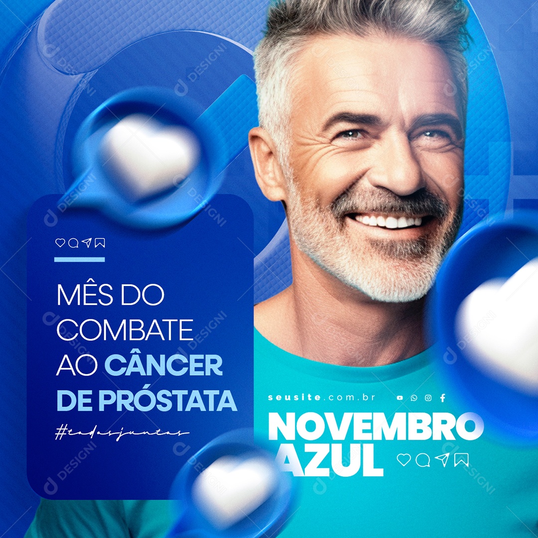 Novembro Azul Mês do Combate ao Câncer de Próstata Social Media PSD Editável