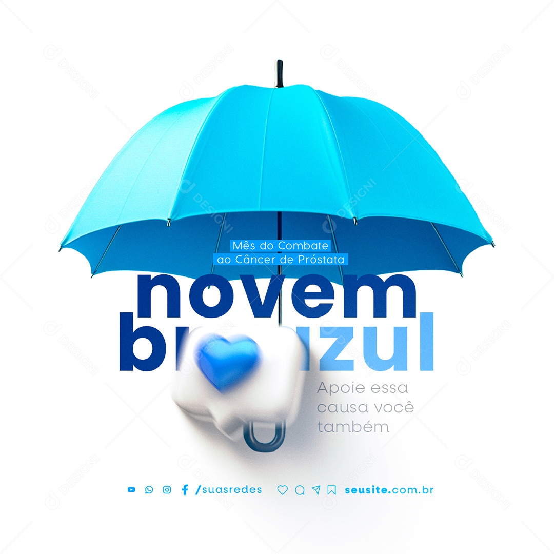 Novembro Azul Mês do Combate ao Câncer de Próstata Social Media PSD Editável