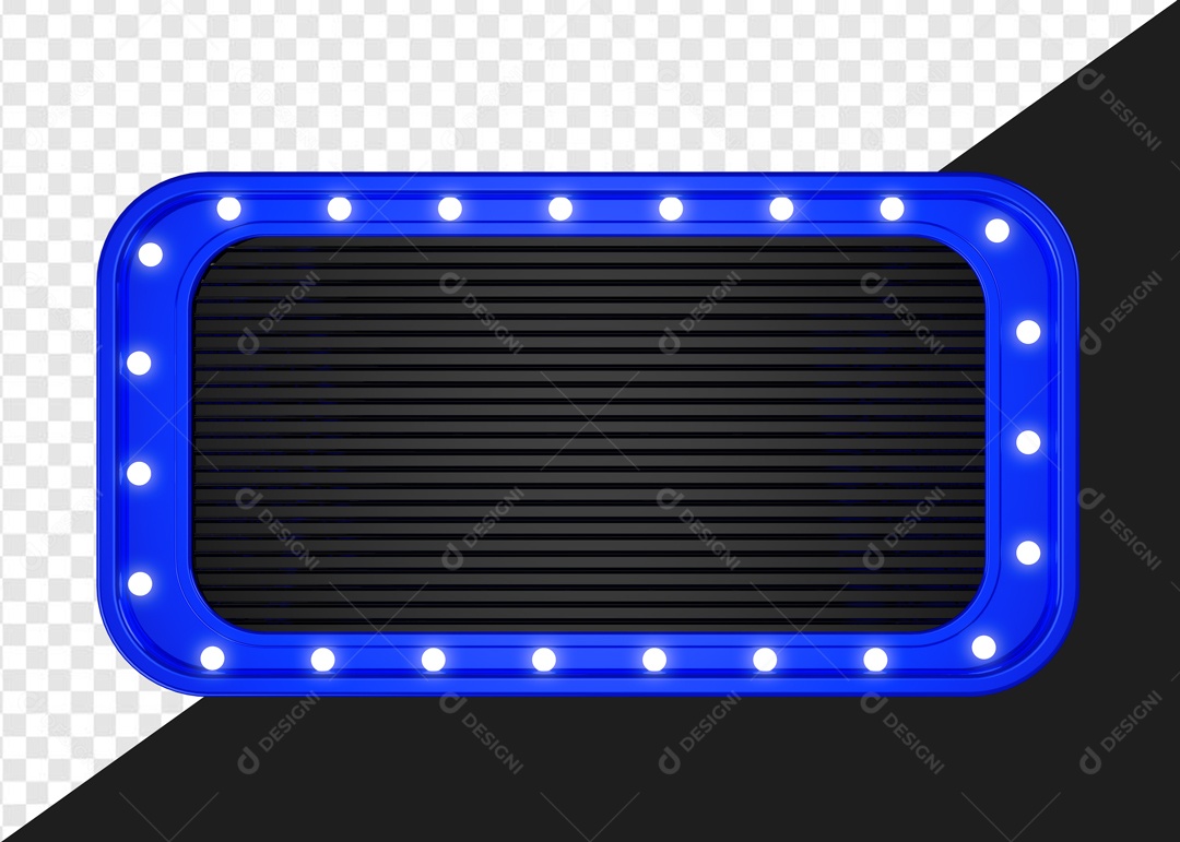 Elemento 3D Painel Azul Com Lâmpada Para Composição PSD