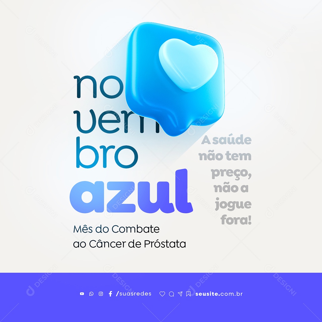 Social Media Novembro Azul Mês do Combate ao Câncer de Próstata PSD Editável