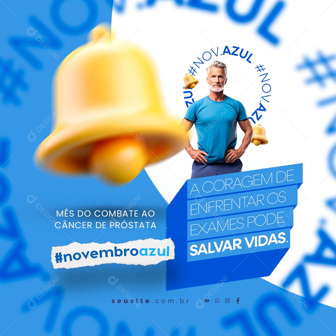 Social Media Novembro Azul Mês do Combate ao Câncer de Próstata PSD Editável